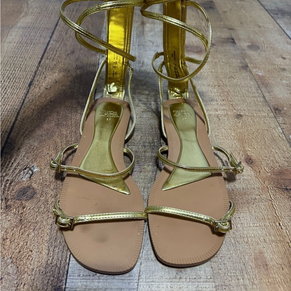 ZARA MULTI STRAP FLAT SANDALS with buckle detail bloggers favorite 37 6.5 - Picture 9 of 12